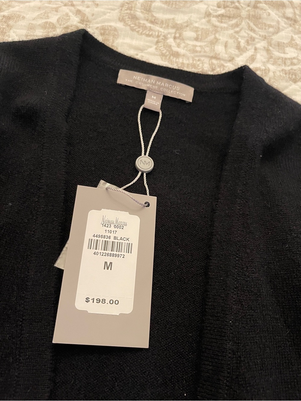 Neiman Marcus Black Open-Front Cropped Women's Cardigan